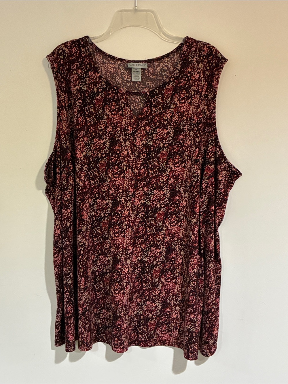 Catherines Black, Red & Pink Floral Scoop Neck Tank